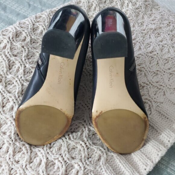 Limited Edition CK Savana Mirror Block Heel Leather Ankle Boots- US 8.5​ - Picture 14 of 16